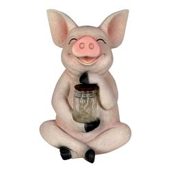 Exhart WindyWings Multicolored Plastic/Resin 10.5 in. H X 7 in. L X 7.5 in. W Pig with Firefly Jar S