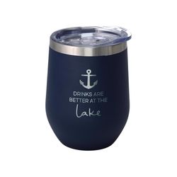 Pavilion We People 12 oz Navy BPA Free Lake/Anchor Wine Tumbler with Lid
