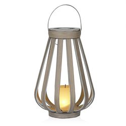 Alpine 14 in. Plastic Gray Solar Lantern