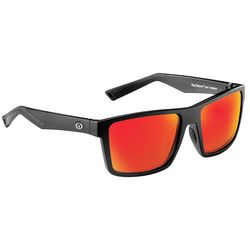 Flying Fisherman Swirl Sunglasses Unisex Matte Black Frame Amber Red Mirror Lens Polarized