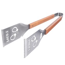 Sportula Specialty Stainless Steel Brown/Silver Grill Tongs 1 pc