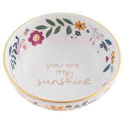 Karma 1 in. H X 3 in. L White Ceramic You Are My Sunshine Ring Bowl