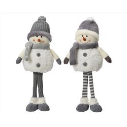 Decoris Gray/White Snowman Table Decor 20 in.