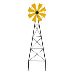 Glitzhome Yellow Metal 44 in. H X 12.25 in. L X 2 in. W Wind Spinner Yard Stake