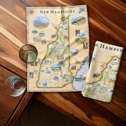 Xplorer Maps Multicolored Cotton New Hampshire Dish Towel