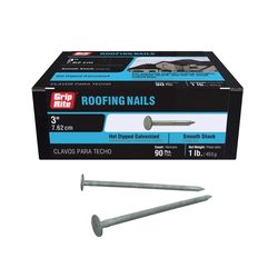 Grip-Rite 3 in. Roofing Hot-Dipped Galvanized Steel Nail Flat Head 1 lb