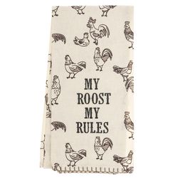 Karma Fiona Black/White Cotton Rooster Tea Towel 1 pk
