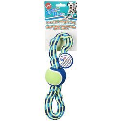 Spot Colorful Ropes For Dog Blue/Green Rope with Tennis Ball Dog Toy Medium 1 pk