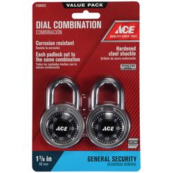 Ace 1-7/8 in. H X 1-7/8 in. W X 3/4 in. L Stainless Steel 3-Digit Combination Padlock
