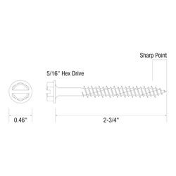 Grip-Rite 1/4 in. wire X 2-3/4 in. L Slotted Hex Washer Head Coarse Concrete Screws