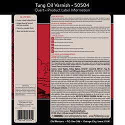 Old Masters Wood Care Clear Tung Oil Varnish 1 qt