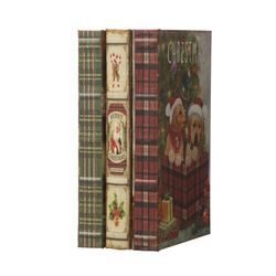 Glitzhome Multicolored Decorative Vintage Book Shaped Indoor Christmas Decor 1.18 in.