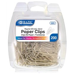 Bazic Products Regular Silver Paper Clips 200 pk