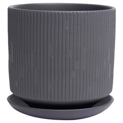 Chive Virago 5 in. D Ceramic Shape C Flower Pot Black