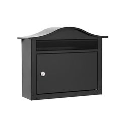 Architectural Mailboxes Saratoga Classic Galvanized Steel Wall Mount Black Locking Mailbox