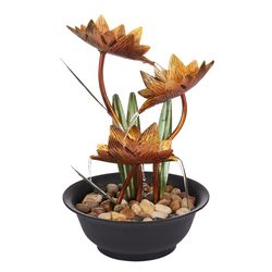 Alpine Plastic Copper Lotus Tiered Table Top Fountain