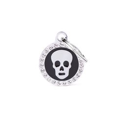 MyFamily Glam Black Skull Metal Dog Pet Tags Medium