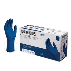 Gloveworks Latex Disposable Exam Gloves Large Blue Powder Free 50 pk