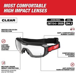 Milwaukee Tool Anti-Fog Impact and Splash Resistant Goggles Clear Lens Black Frame 1 pk