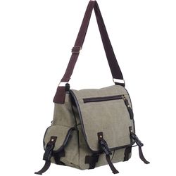 Mad Man Army Green Slick Messenger Bag 12.5 in. H X 12.25 in. W
