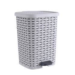 Superio Brand 12 qt White Smoke Plastic Wicker Step Trash Can