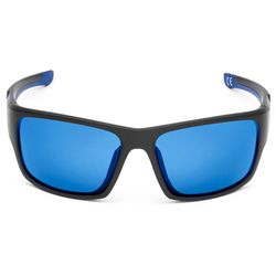 Flying Fisherman Sand Bank Sunglasses Unisex Matte Black Frame Smoke Blue Mirror Lens Polarized
