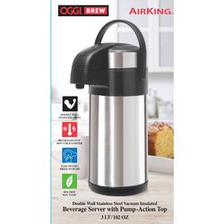 OGGI Black/Silver ABS Plastic/Stainless Steel Push Action Pump SS Liner 102 oz