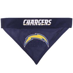 Pets First Blue/White Los Angeles Chargers Cotton/Nylon Dog Collar Bandana Large/X-Large