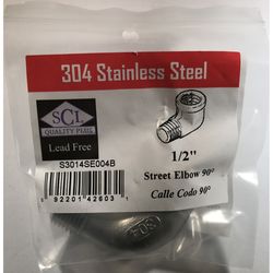 Smith-Cooper 1/2 in. FPT X 1/2 in. D FPT Stainless Steel 90 Degree Street Elbow