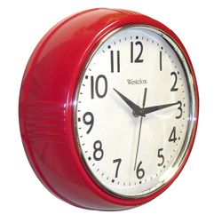 Westclox 9.5 in. L X 9.5 in. W Indoor Modern Analog Wall Clock Glass/Plastic Red