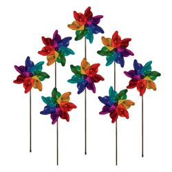 In The Breeze Multicolored Mylar 21 in. H X 8 in. W Rainbow Garden Stake Spinner