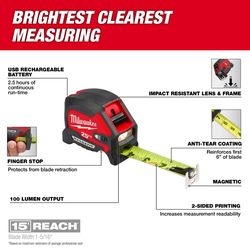 Milwaukee 25 ft. L X 2.05 in. W Compact Wide Blade with LED Light Magnetic Tape Measure 1 pk
