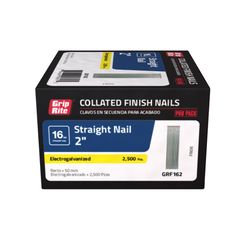 Grip-Rite 2 in. L X 16 Ga. Straight Strip Electro Galvanized Finish Nails 2500 pk