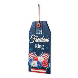 Glitzhome Patriotic Let Freedom Ring Hanging Sign Wood 1 pk