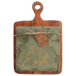 Karma Gifts 8.5 in. L X 9.25 in. W Cotton/Teak Wood Tea Towel with Cutting Board