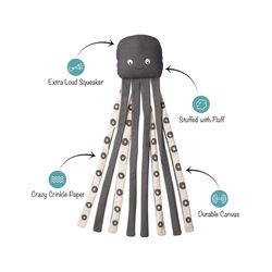 Pet Shop by Fringe Studio Petshop For Dog Gray/White Canvas Octopus Dog Toy 1 pk