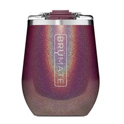 BruMate Uncork'd 14 oz Glitter Merlot BPA Free Wine Tumbler with Lid