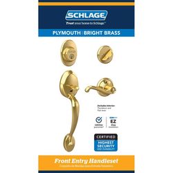 Schlage Plymouth, Flair Bright Brass Entry Handleset 1-3/4 in.