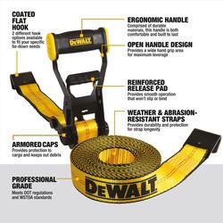 DeWalt 2 in. W X 27 ft. L Ratchet Strap 3333 lb 1 pk