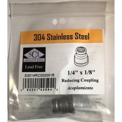 Smith-Cooper 1/4 in. FPT X 1/8 in. D FPT Stainless Steel Reducing Coupling