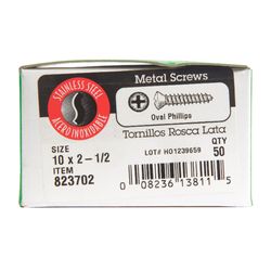 HILLMAN No. 10 Ga. X 2-1/2 in. L Phillips Oval Head Sheet Metal Screws 50 pk