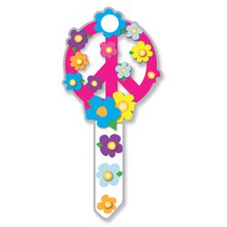 Lucky Line Key Shapes Peace Sign House Key Blank Double For Kwikset Multicolored