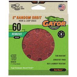Gator 5 in. Aluminum Oxide Hook and Loop Sanding Disc 60 Grit Coarse 15 pk