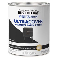 Rust-Oleum Painters Touch Ultra Cover Gloss Dark Gray Water-Based Acrylic Ultra Cover Paint 1 qt