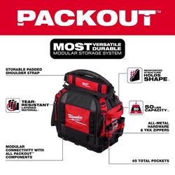 Milwaukee Packout 10 in. W X 19.75 in. H Ballistic 15 Structured Tool Bag 65 pocket Black/Red 1 pc