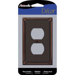 Amerelle Imperial Bead Aged Bronze 1 gang Die-Cast Metal Duplex Wall Plate 1 pk