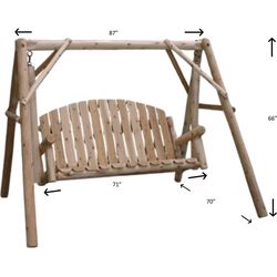 Lakeland Mills 3 Person Natural Wood Rustic Northwoods Lawn Swing