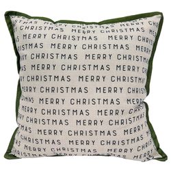 Celebrations Home Green/White Winter Woodland Merry Christmas Pillow 5 in.