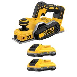 DEWALT 20V MAX XR 2x 4Ah Battery Kit with DEWALT 20V MAX XR Brushless Cordless Planer