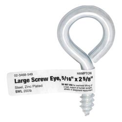 Hampton 11/32 in. D X 2-5/8 in. L Zinc-Plated Steel Screw Eye 200 lb. cap. 1 pk